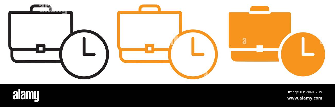 Briefcase with clock icon web design logo set collection in flat vector Stock Vector