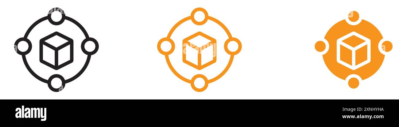 Blockchain technology icon web design logo set collection in flat vector Stock Vector
