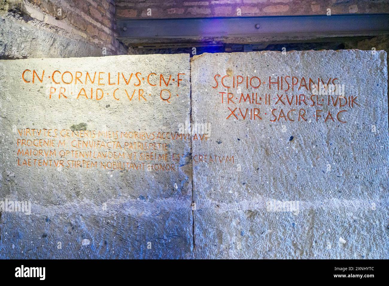 The inscription of Gnaeus Cornelius Scipio Hispano, belonging to one of ...