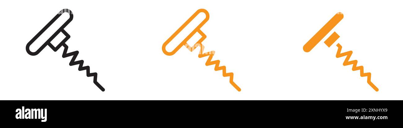 Corkscrew opener icon web design logo set collection in flat vector Stock Vector