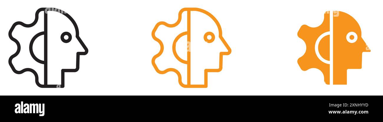 Cyborg icon web design logo set collection in flat vector Stock Vector