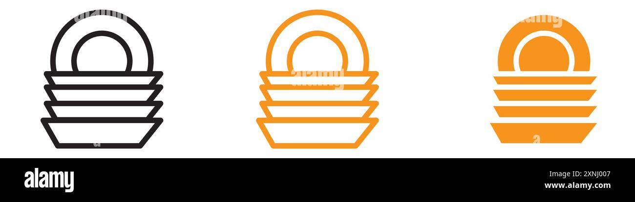 Clean stack plates icon web design logo set collection in flat vector Stock Vector