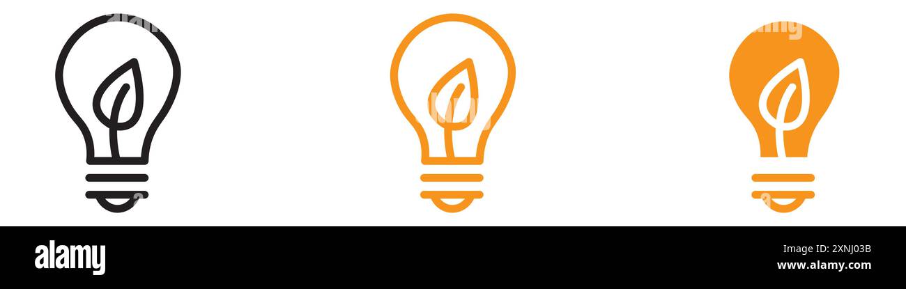 Eco light bulb icon web design logo set collection in flat vector Stock Vector