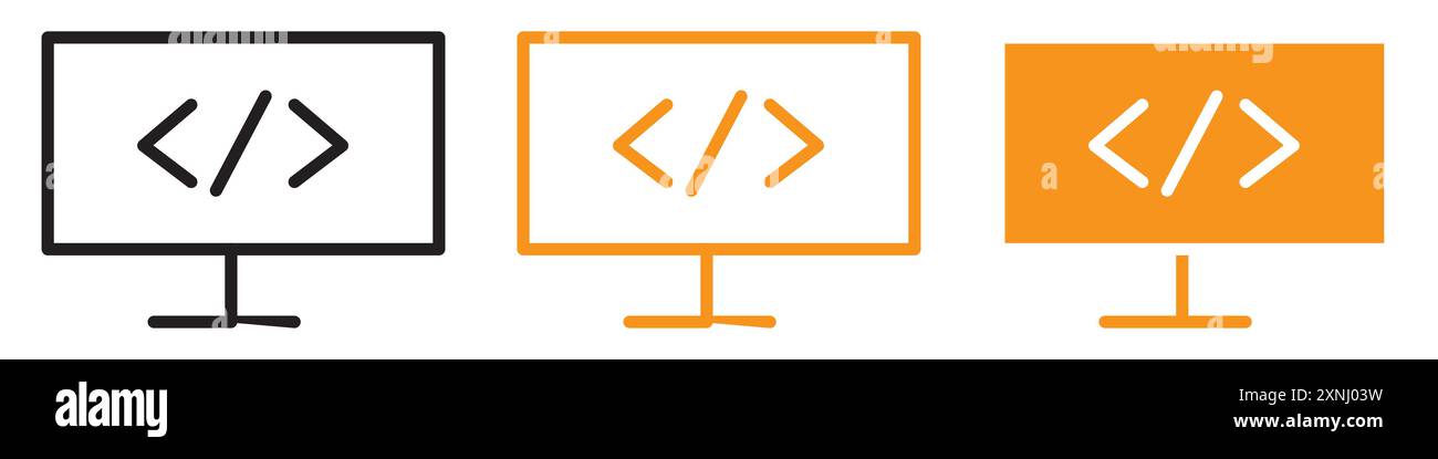 Coding icon web design logo set collection in flat vector Stock Vector
