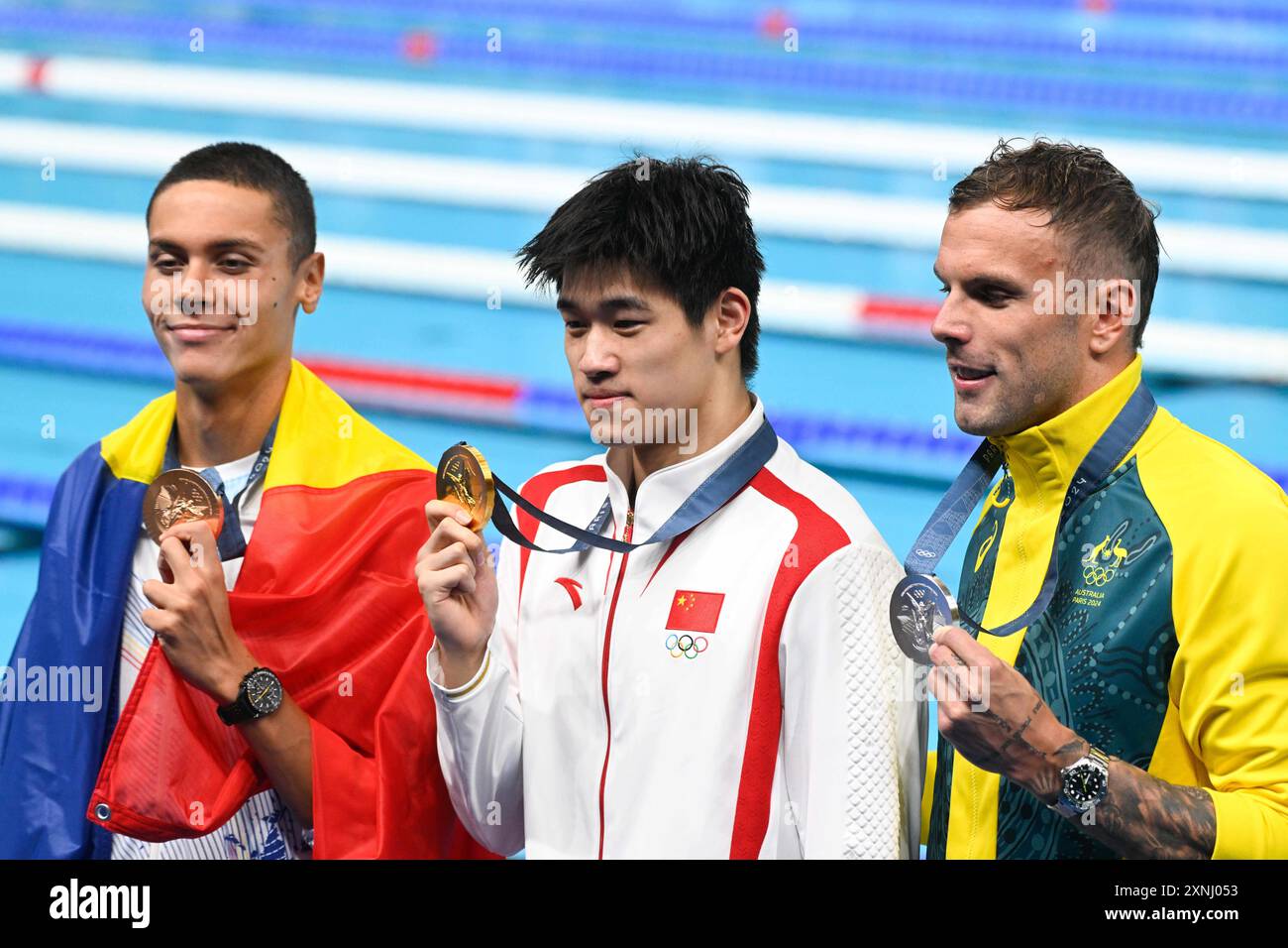 Nanterre, France. 31st July, 2024. David Popovici ( ROU ) Silver medal ...