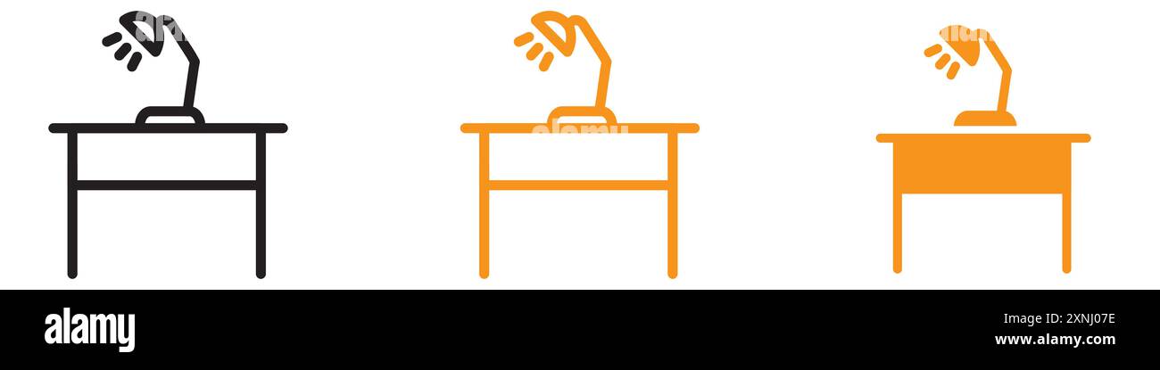 Desk with lamp icon web design logo set collection in flat vector Stock Vector