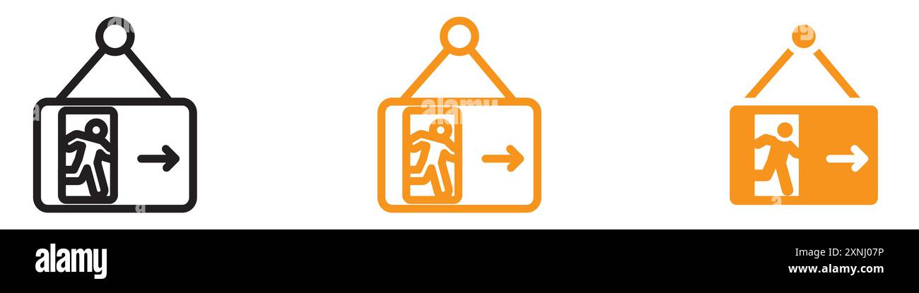 Emergency exit icon web design logo set collection in flat vector Stock Vector
