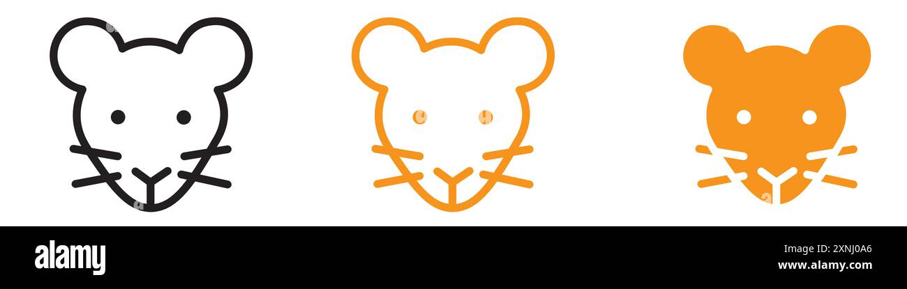 Face of mouse icon web design logo set collection in flat vector Stock ...