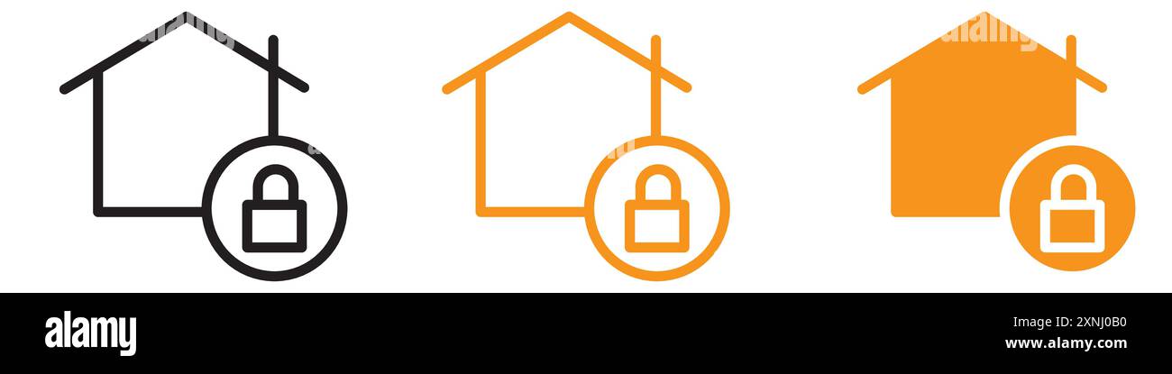 Home security icon web design logo set collection in flat vector Stock Vector