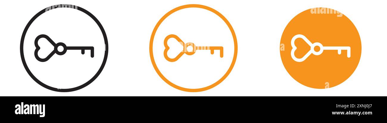 Love key icon web design logo set collection in flat vector Stock Vector