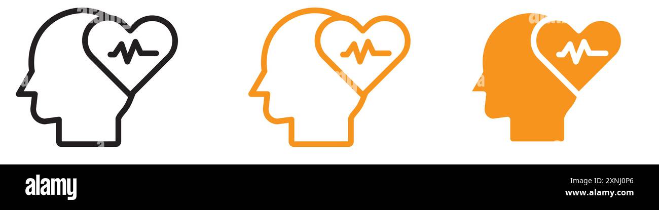 Mental health icon (2) web design logo set collection in flat vector Stock Vector