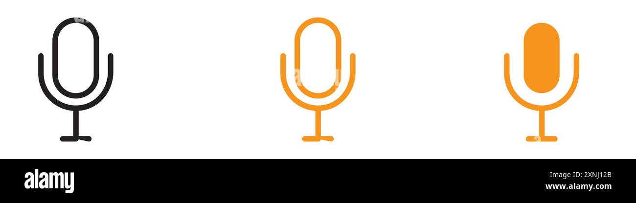 Mic button icon web design logo set collection in flat vector Stock Vector