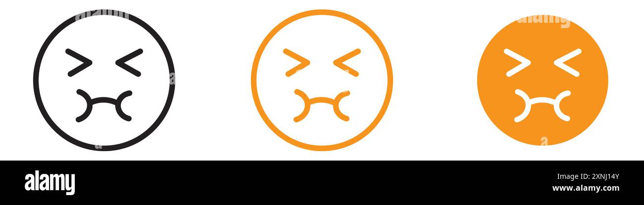 Nauseated emoji icon web design logo set collection in flat vector Stock Vector