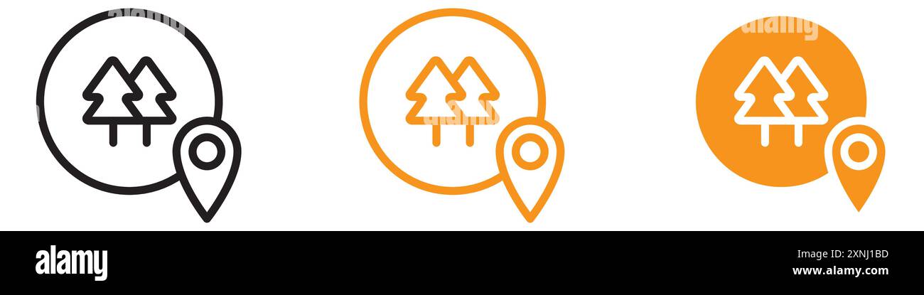 Park, forest location map icon web design logo set collection in flat vector Stock Vector