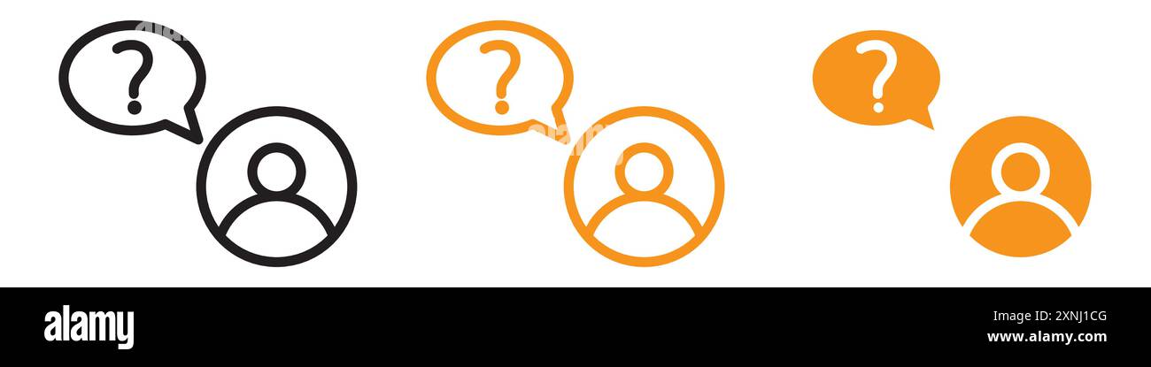 Person asking question icon web design logo set collection in flat vector Stock Vector