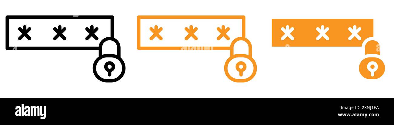 Password security icon web design logo set collection in flat vector Stock Vector