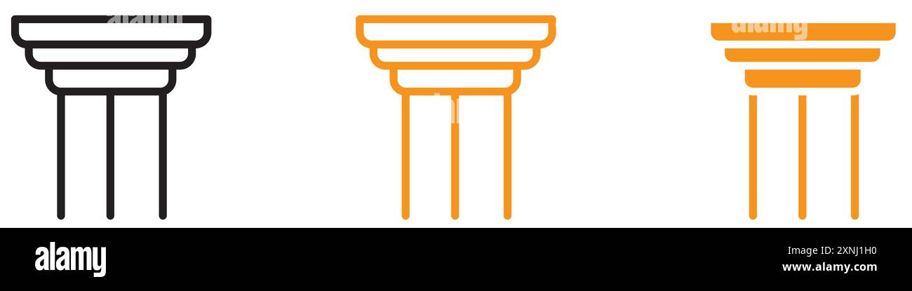 Pillar column icon web design logo set collection in flat vector Stock Vector