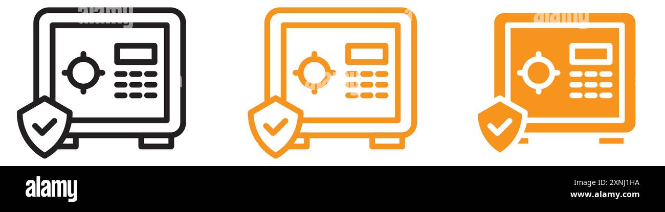 Safe vault box icon web design logo set collection in flat vector Stock Vector
