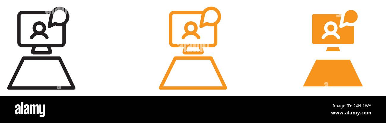 Video conference icon web design logo set collection in flat vector Stock Vector