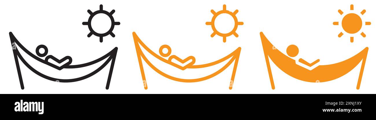 Person relaxing on hammock icon web design logo set collection in flat vector Stock Vector