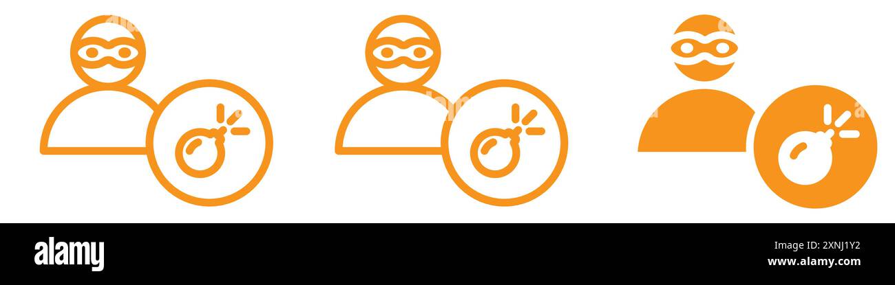 Terrorist with a bomb icon web design logo set collection in flat vector Stock Vector