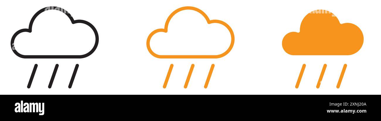 Rainy weather icon web design logo set collection in flat vector Stock ...