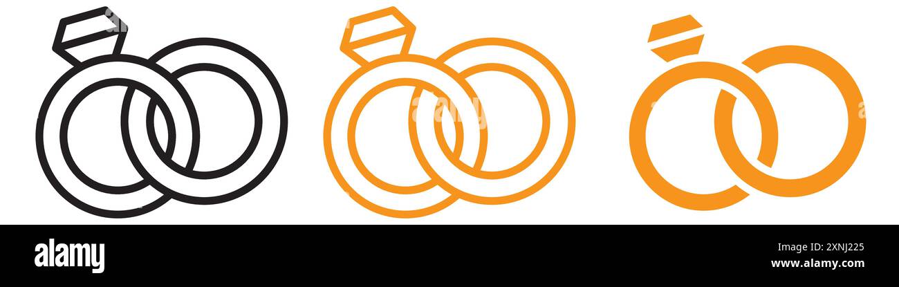 Wedding ring icon web design logo set collection in flat vector Stock ...