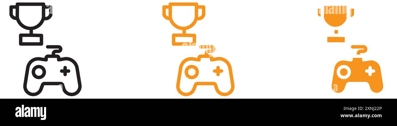 Video game contest icon web design logo set collection in flat vector Stock Vector