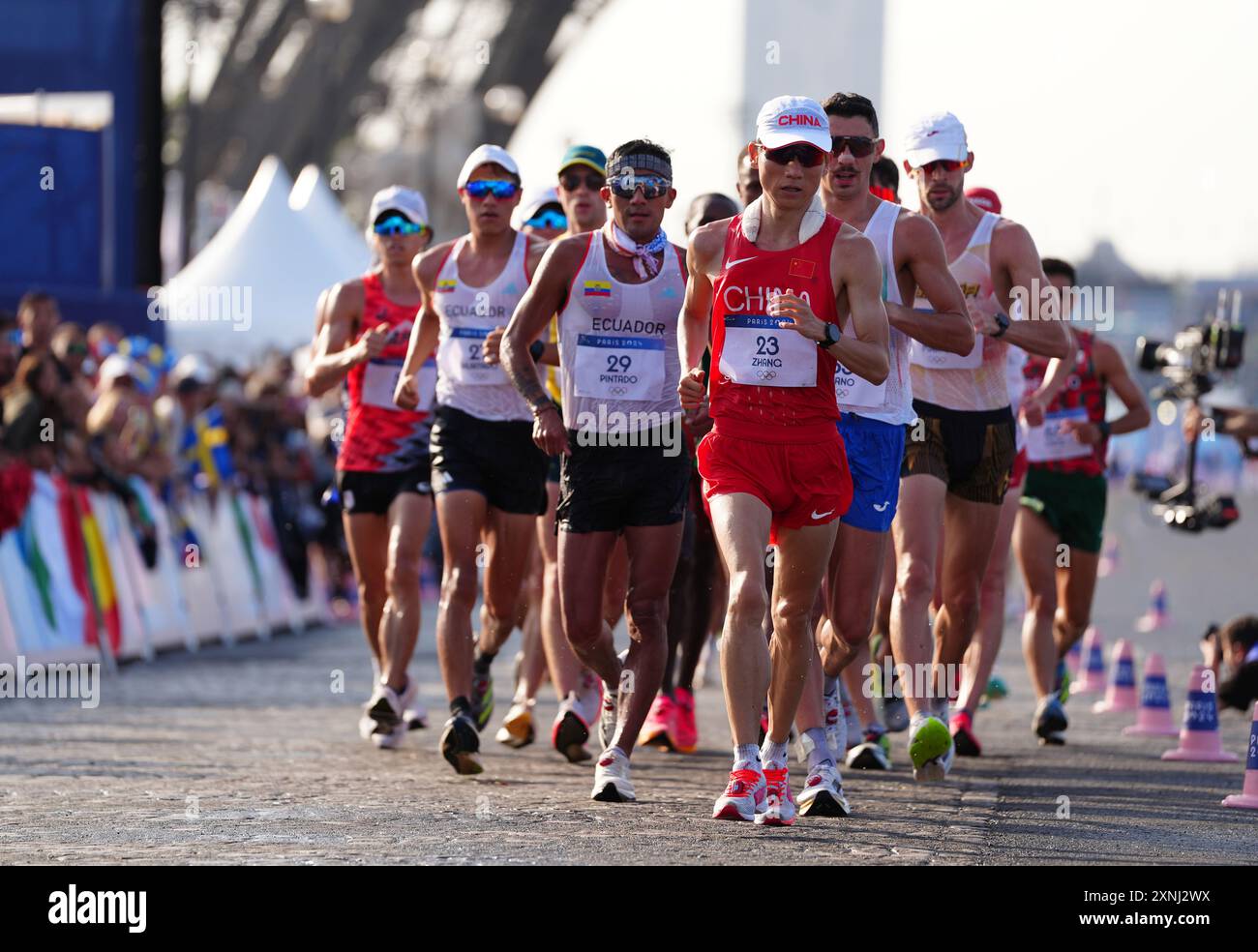 Competitors during the Men's 20km Race Walk at the Trocadero on the ...