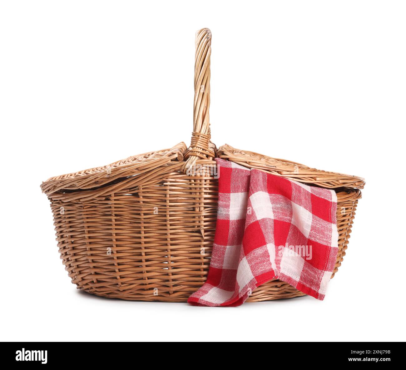 One picnic wicker basket isolated on white Stock Photo - Alamy