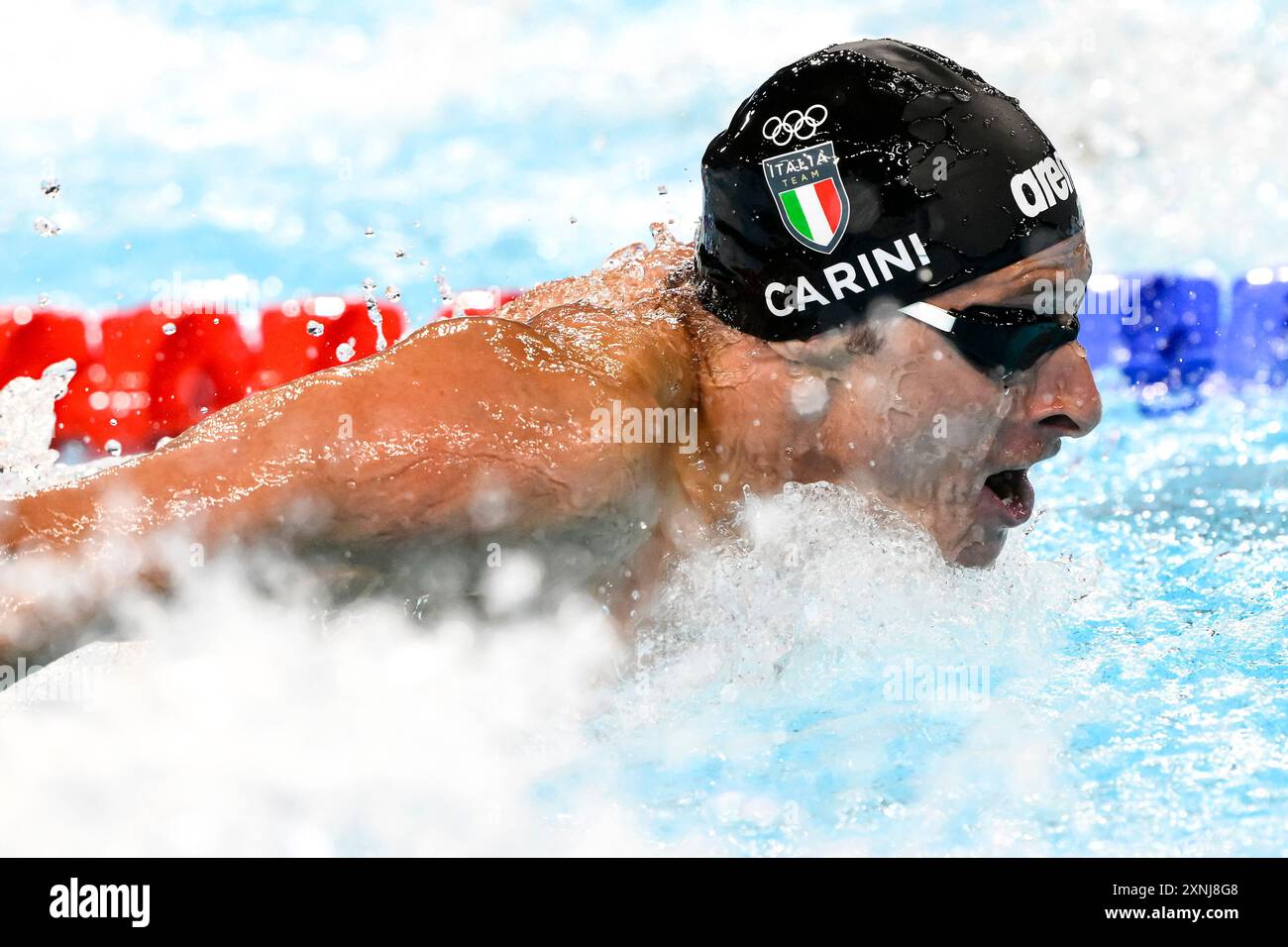 Carini of Italy competes in the swimming 200m Butterfly Men