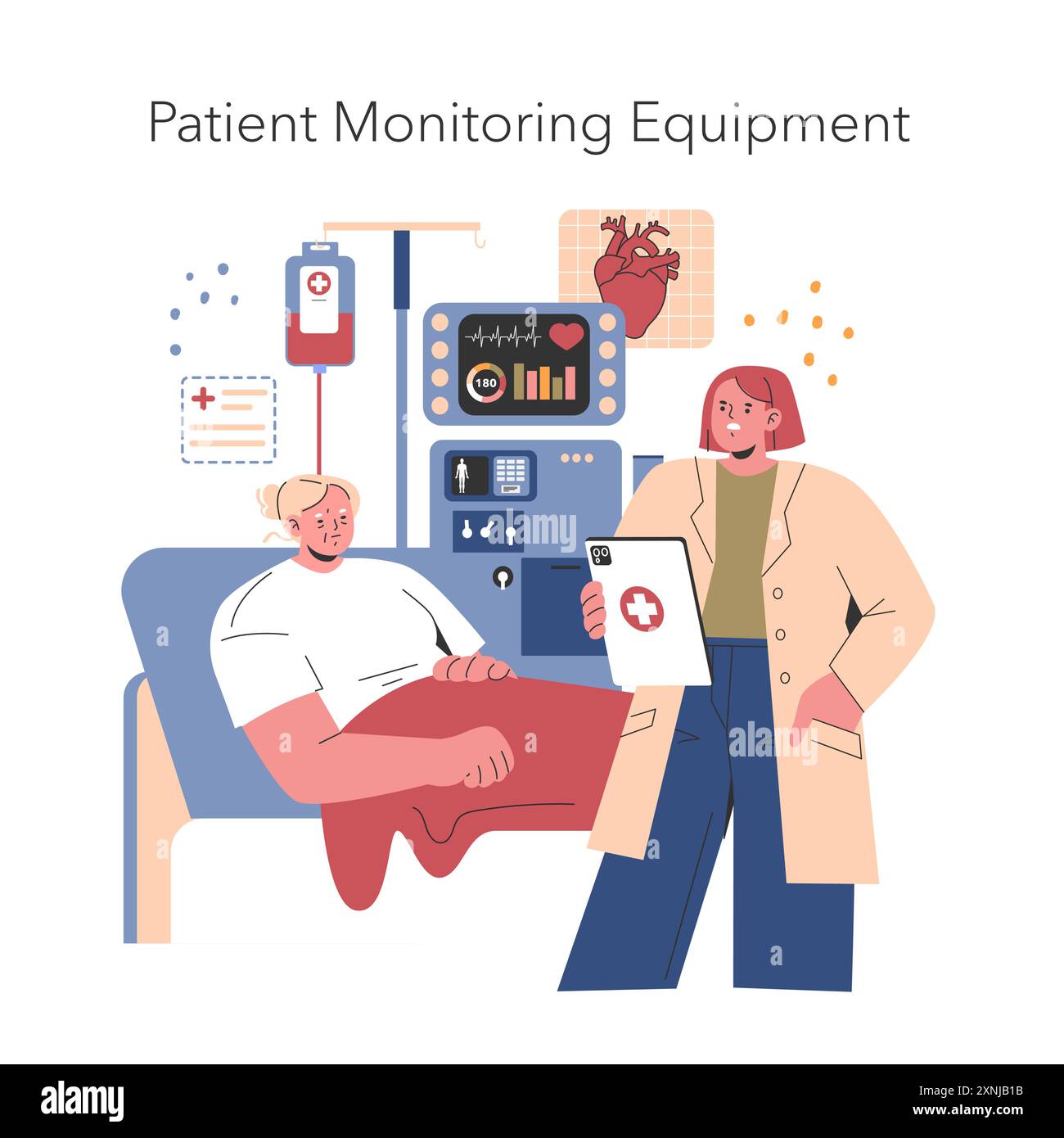 Healthcare technology concept. Doctor monitors patient with advanced ...