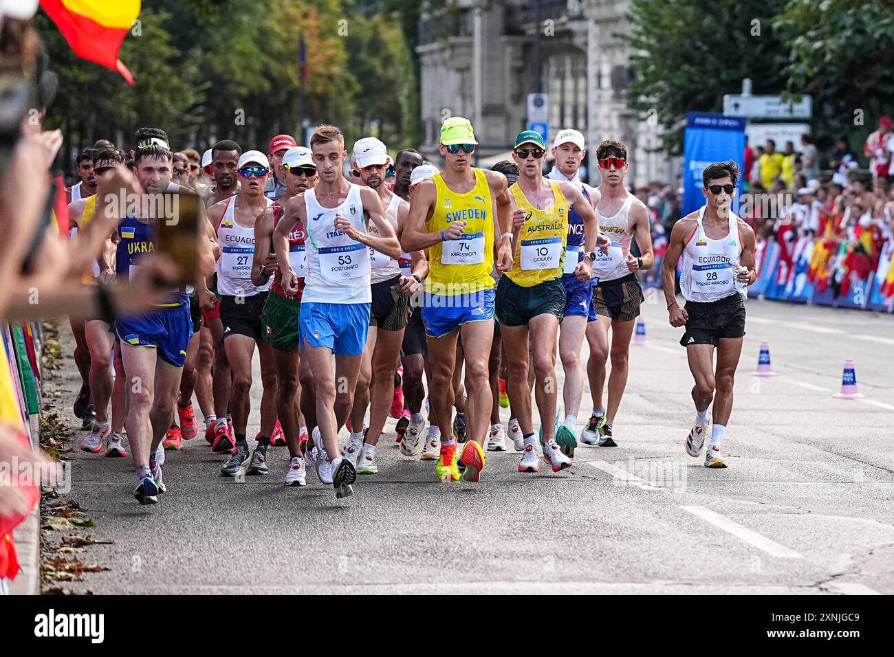 Detail of group during Men's 20km Race Walk Athletics on Trocadero ...