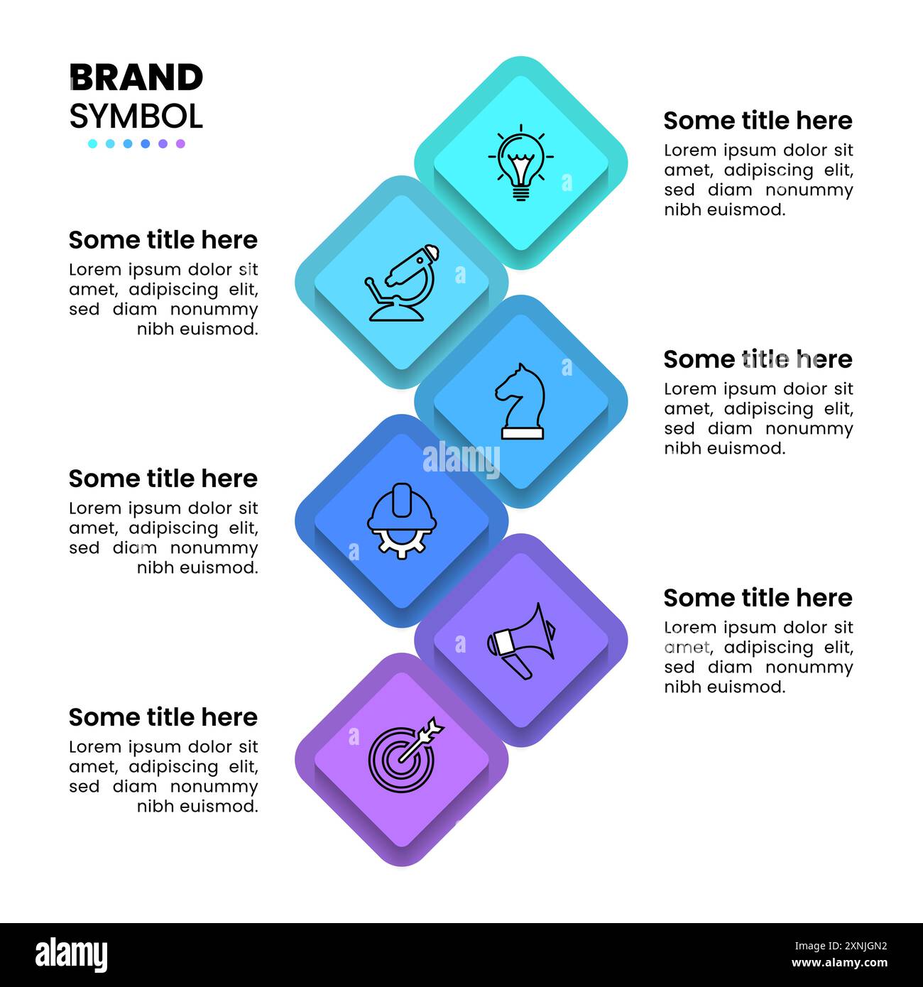 Infographic template with icons and 6 options or steps. Squares. Can be used for workflow layout, diagram, banner, webdesign. Vector illustration Stock Vector