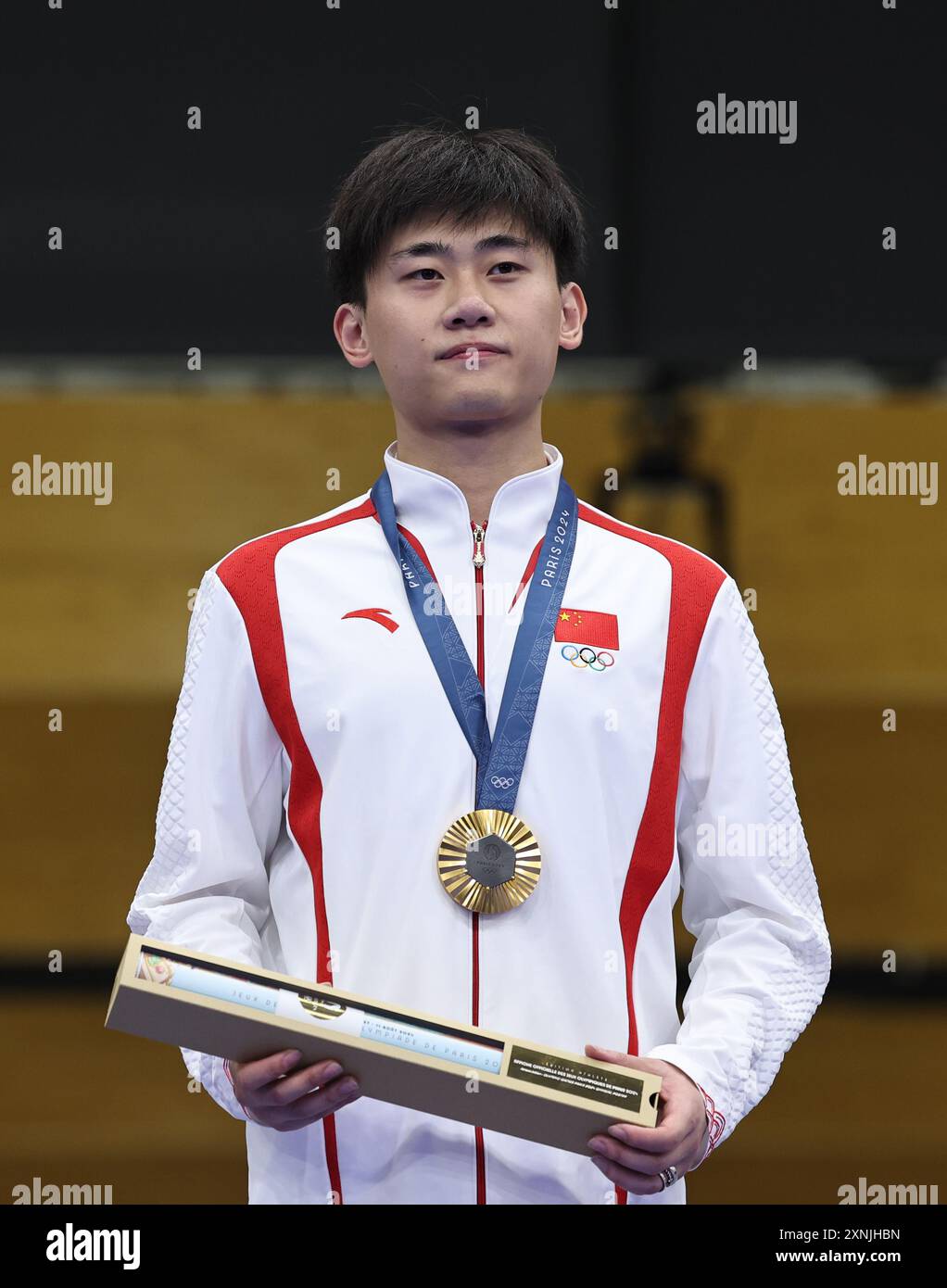 Chateauroux, France. 1st Aug, 2024. Gold medalist Liu Yukun of China ...