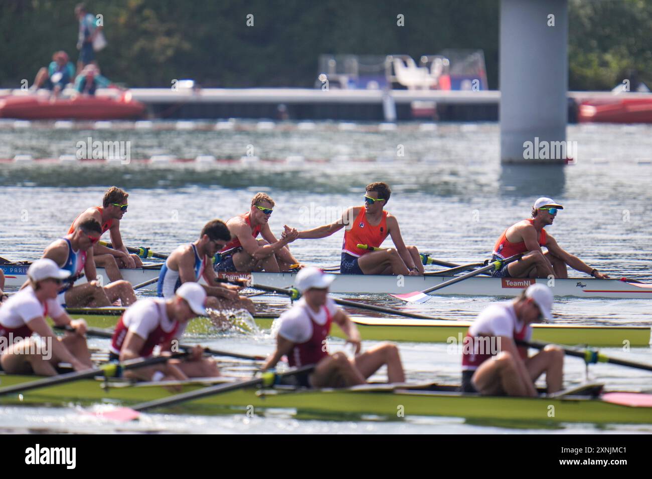 Paris, France. 01st Aug, 2024. PARIS, FRANCE - AUGUST 1: Guus Mollee of the Netherlands, Nelson Ritsema of the Netherlands, Eli Brouwer of the Netherlands, Rik Rienks of the Netherlands competing in the Men's Four Finals during Day 6 of Rowing - Olympic Games Paris 2024 at Vaires-Sur-Marne Nautical Stadium on August 1, 2024 in Paris, France. (Photo by Rene Nijhuis/BSR Agency) Credit: BSR Agency/Alamy Live News Stock Photo