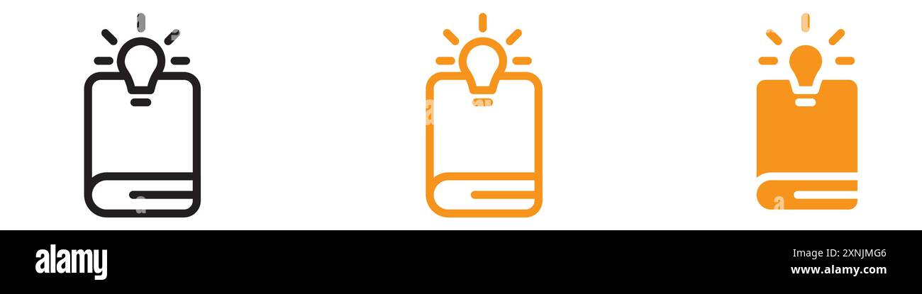 book with bulb icon web design logo set collection in vector Stock Vector