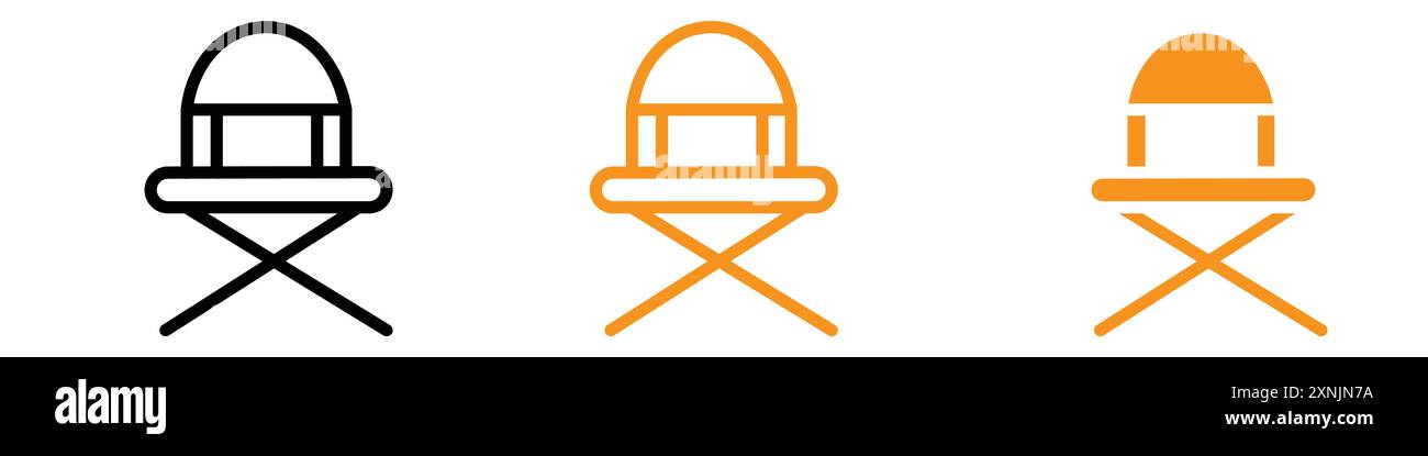 folding chair icon (2) web design logo set collection in vector Stock Vector
