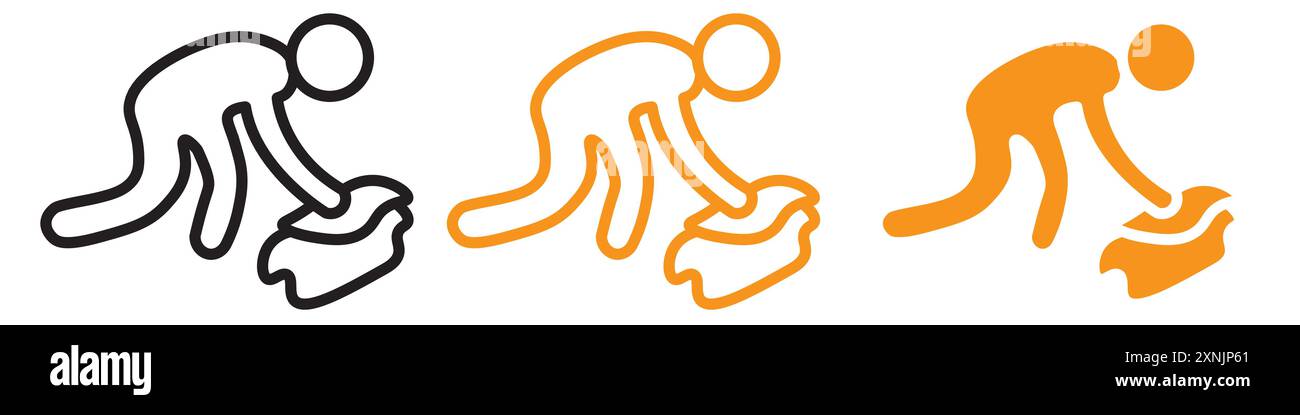 Mopping floors icon web design logo set collection in vector Stock Vector