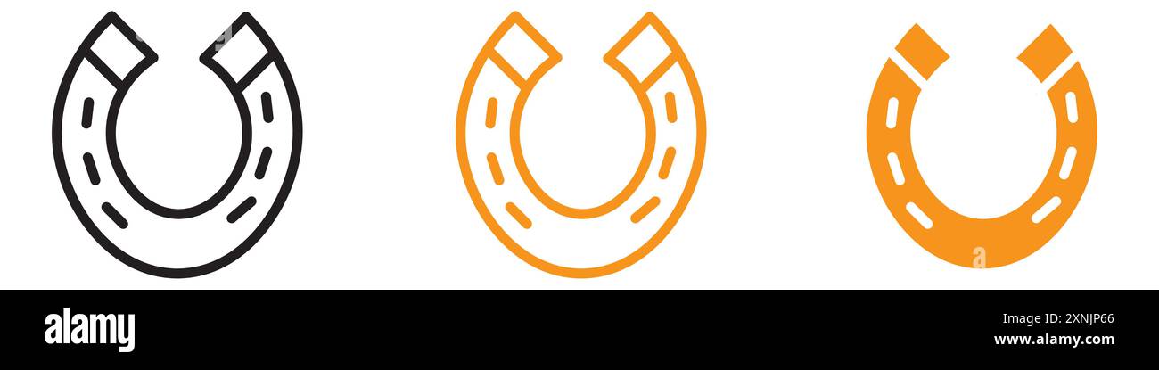 lucky horseshoe icon web design logo set collection in vector Stock Vector