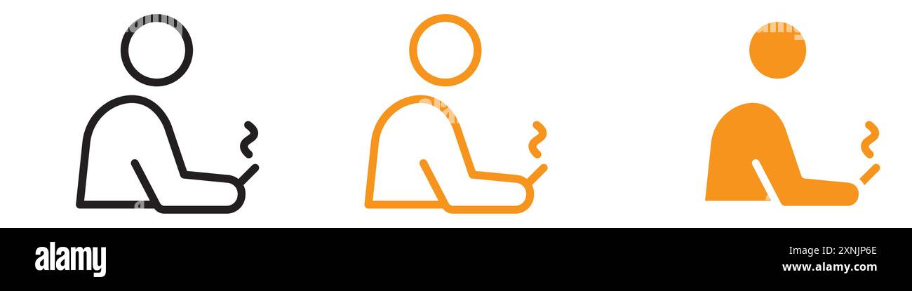 man smoking cigarette icon web design logo set collection in vector Stock Vector