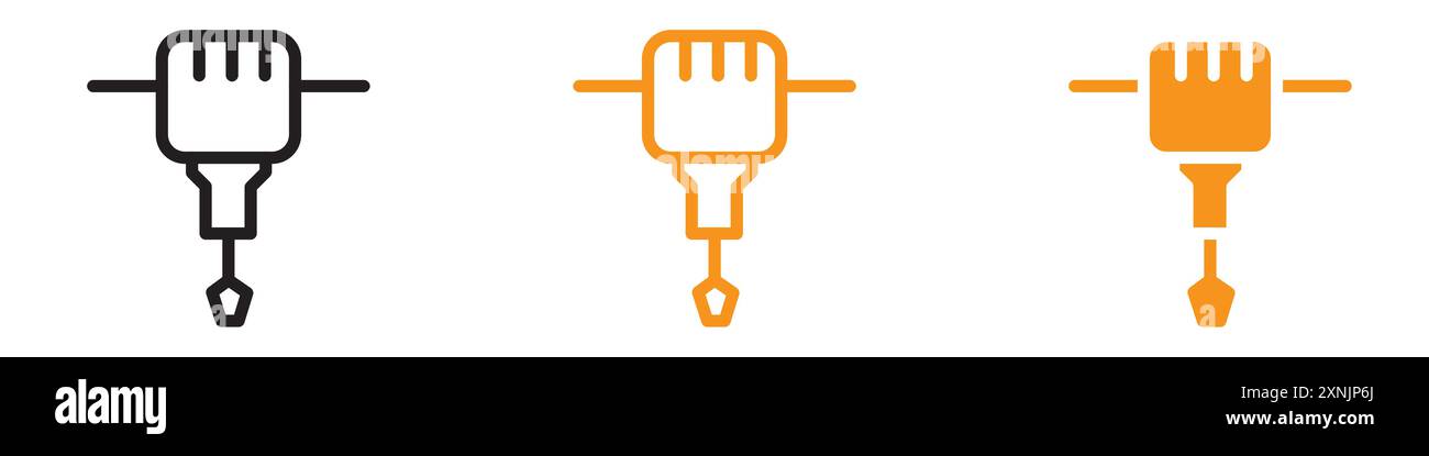 jack hammer icon web design logo set collection in vector Stock Vector
