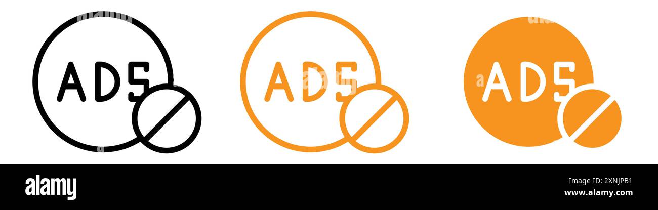 No ads icon web design logo set collection in vector Stock Vector Image ...