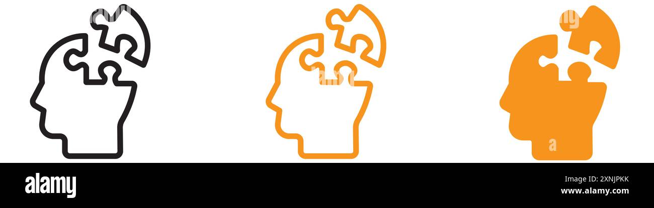 People head with puzzles icon web design logo set collection in vector Stock Vector