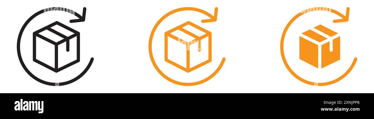 product return Box icon web design logo set collection in vector Stock Vector