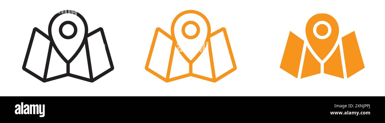 Pin on a map icon web design logo set collection in vector Stock Vector