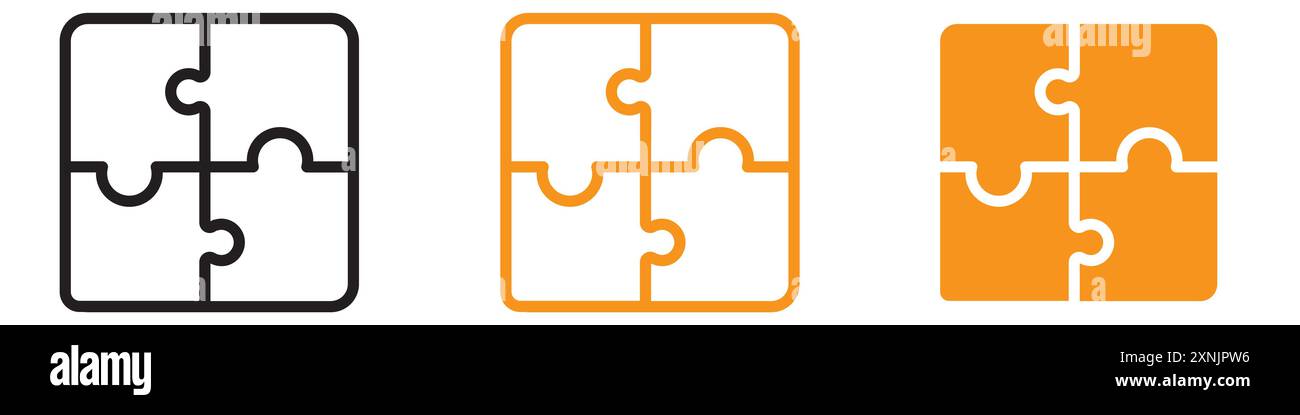 Puzzle icon web design logo set collection in vector Stock Vector