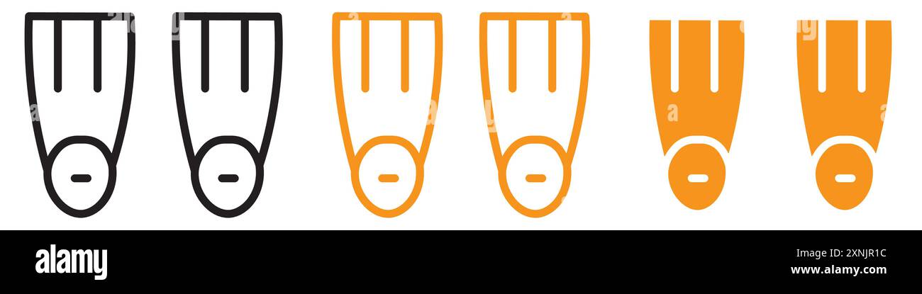 Swimming flippers icon web design logo set collection in vector Stock Vector