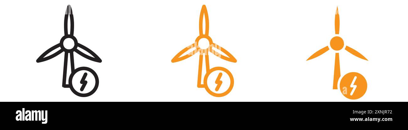 Wind power plant icon web design logo set collection in vector Stock ...