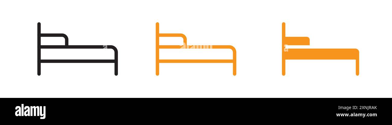 Single bed icon web design logo set collection in vector Stock Vector